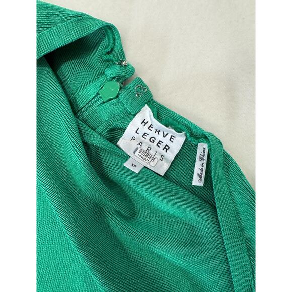 HERVE LEGER Kelly Green Halter Bandage Maxi Dress Gown Bodycon Size XS Ret $1100 - Picture 5 of 13
